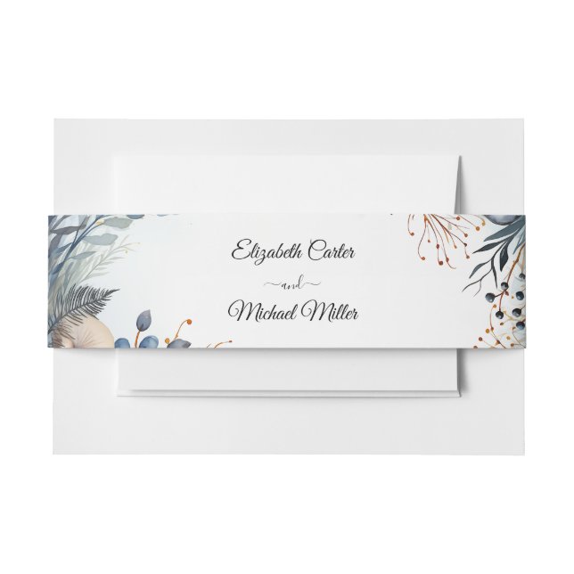 Ethereal Delicate Watercolor Serene Foliage   Invitation Belly Band (Front Example)