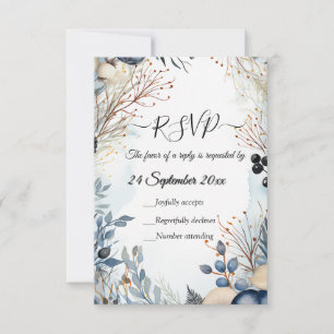 Ethereal Delicate Watercolor Serene Foliage   RSVP Card