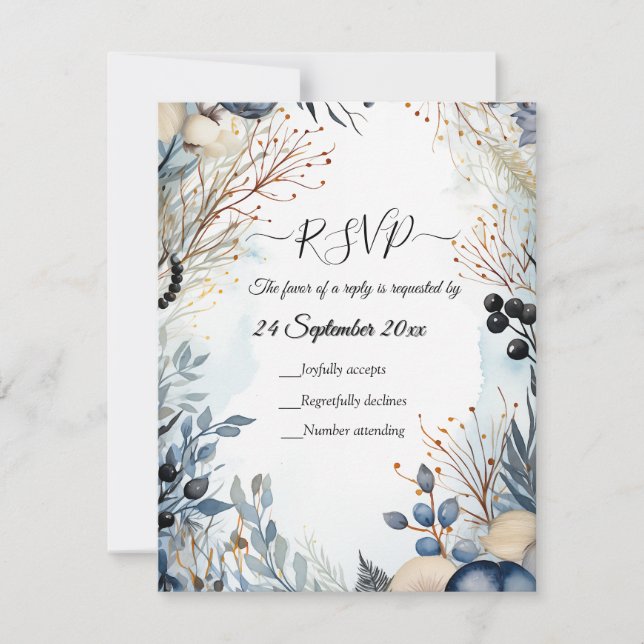 Ethereal Delicate Watercolor Serene Foliage   RSVP Card (Front)