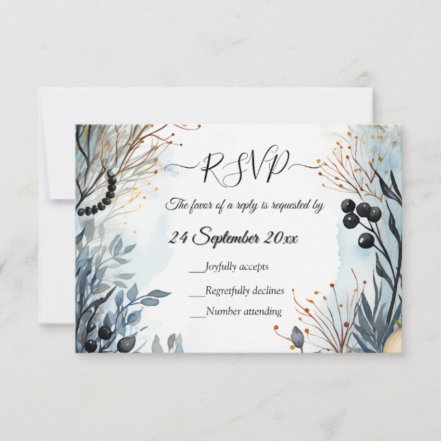 Ethereal Delicate Watercolor Serene Foliage   RSVP Card (Front)