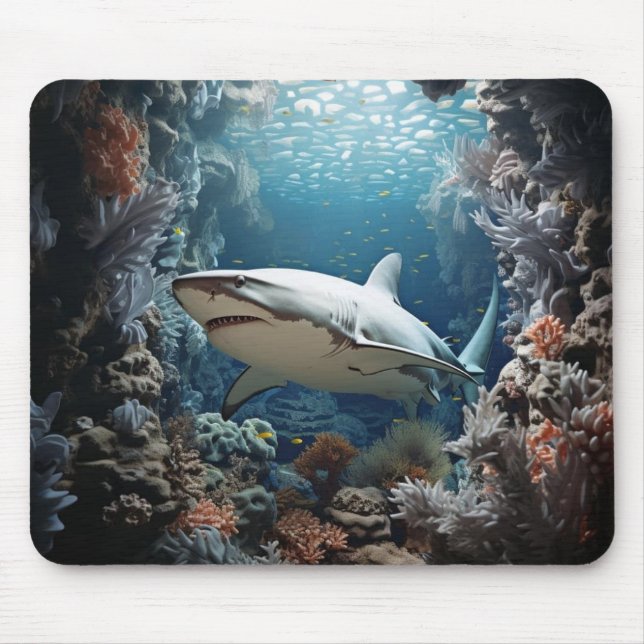 Ethereal Depths 3D Shark Mouse Pad (Front)