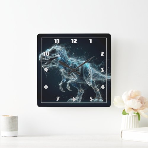 Ethereal Dinosaur in a Mystical Setting Square Wall Clock