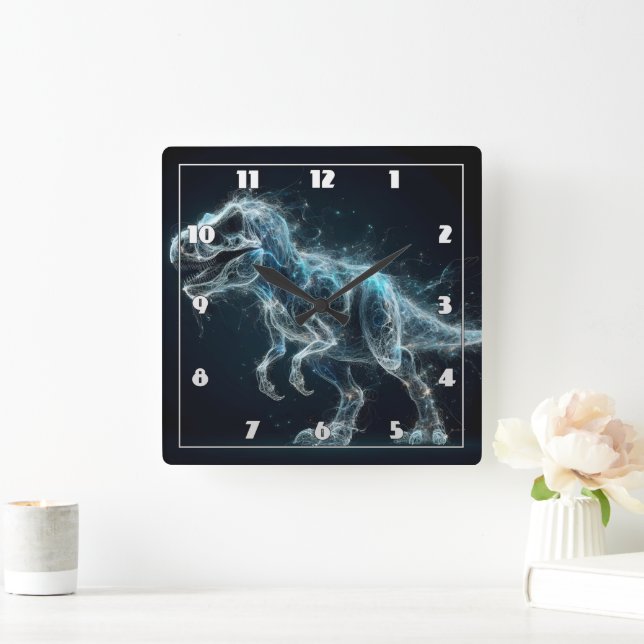 Ethereal Dinosaur in a Mystical Setting Square Wall Clock (Home)