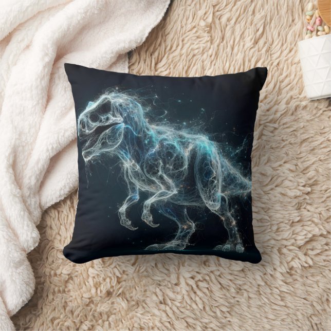 Ethereal Dinosaur in a Mystical Setting Throw Pillow (Blanket)