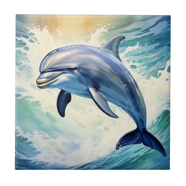 Ethereal Dolphin Marine Ceramic Tile (Front)
