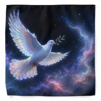 Ethereal Dove of Peace in Cosmic Light Bandana