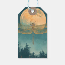 Ethereal Dragonfly Teal and Gold Lunar Gift Tags