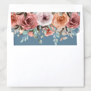 Ethereal Dusty Blue, Blush Peach Floral Envelope Liner