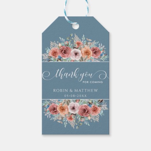 Ethereal Dusty Blue Blush Peach Floral Gift Tags