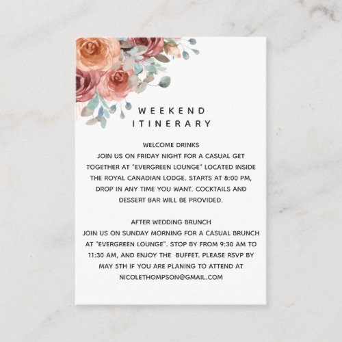 Ethereal Dusty Blue Wedding Itinerary Details Enclosure Card