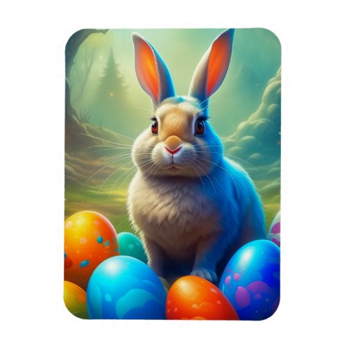 Ethereal Easter Bunny with Eggs Forest Magnet