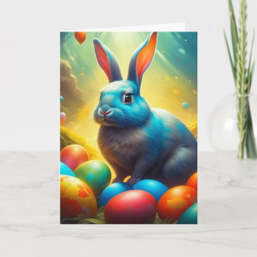Ethereal Easter Bunny with Eggs Holiday Card