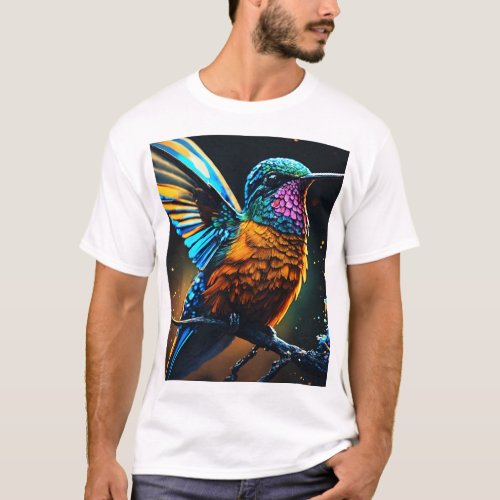 Ethereal Elegance A Hummingbirds Hyperdetailed  T_Shirt
