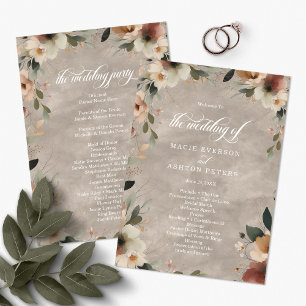 Ethereal Elegance Beige Ecru Wedding Ceremony Program