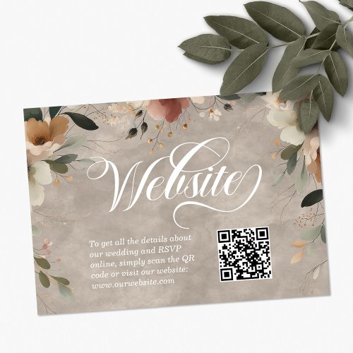 Ethereal Elegance Beige Wedding Website QR Code Enclosure Card