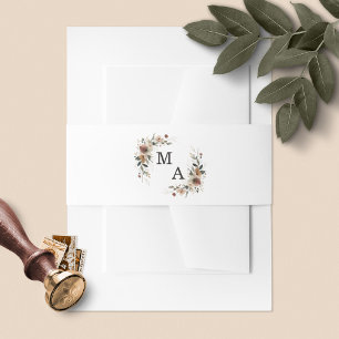 Ethereal Elegance Boho Wreath Monogram Wedding Invitation Belly Band