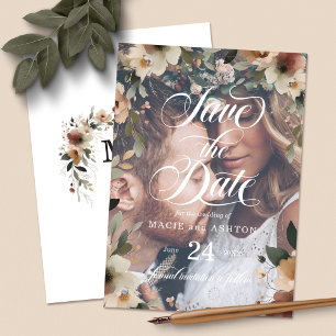 Ethereal Elegance Cottagecore Florals with Picture Save The Date