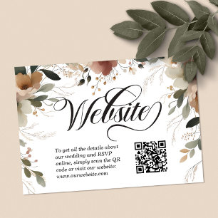 Ethereal Elegance Floral Wedding Website QR Code Enclosure Card