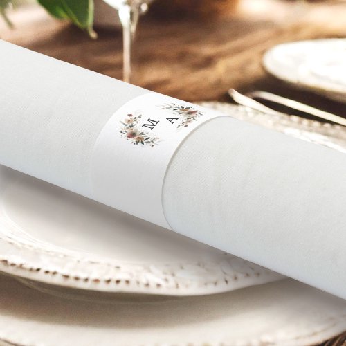 Ethereal Elegance Floral Wreath Wedding Monogram Napkin Bands