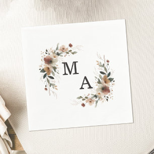 Ethereal Elegance Floral Wreath Wedding Monogram Napkins