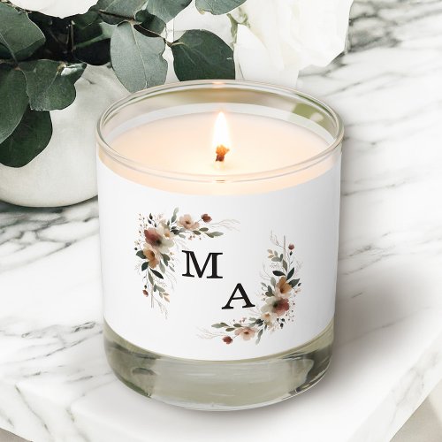 Ethereal Elegance Floral Wreath Wedding Monogram Scented Candle