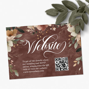 Ethereal Elegance Garnet Wedding Website QR Code Enclosure Card