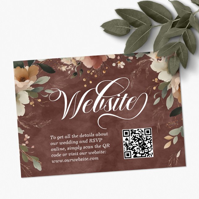 Ethereal Elegance Garnet Wedding Website QR Code Enclosure Card (Scan, RSVP, celebrate—our QR code cards elegantly connect guests to your wedding details.)