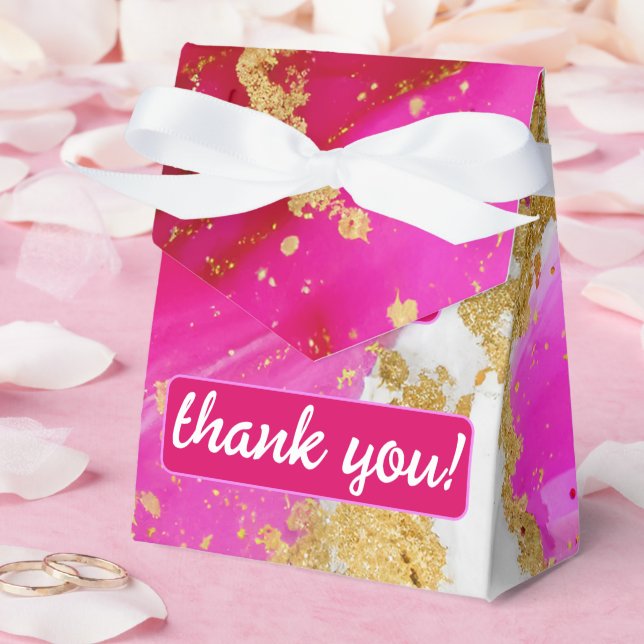 Ethereal Elegance: Hot Pink Geode-Inspired Wedding Favor Boxes (Wedding)