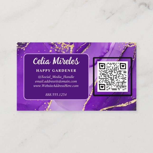 Ethereal Elegance: Purple Geode-Inspired QR Code Enclosure Card (Front)