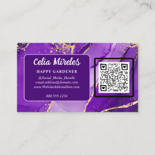 Ethereal Elegance: Purple Geode-Inspired QR Code Enclosure Card