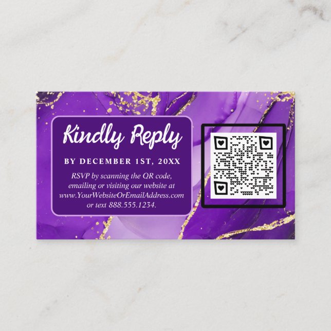 Ethereal Elegance: Purple Geode-Inspired Wedding Enclosure Card (Front)