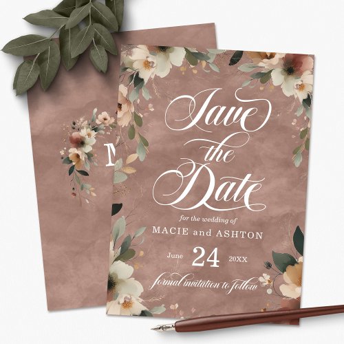 Ethereal Elegance Rosewood Watercolor Wedding Save The Date