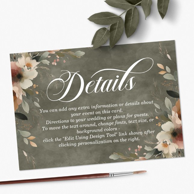 Ethereal Elegance Sage Whisper Wedding Details Enclosure Card (Detail your day with grace—our Ethereal Elegance enclosure cards guide guests beautifully.)