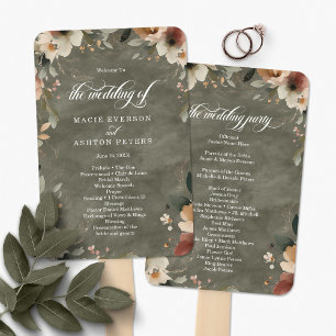 Ethereal Elegance Sage Whisper Wedding Program Hand Fan