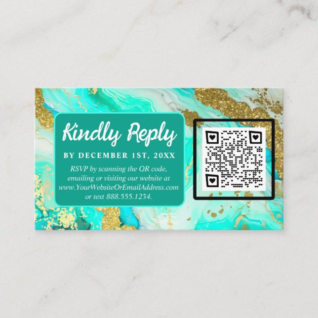 Ethereal Elegance Turquoise Geode-Inspired Wedding Enclosure Card (Front)