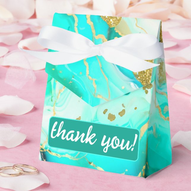 Ethereal Elegance Turquoise Geode-Inspired Wedding Favor Boxes (Wedding)
