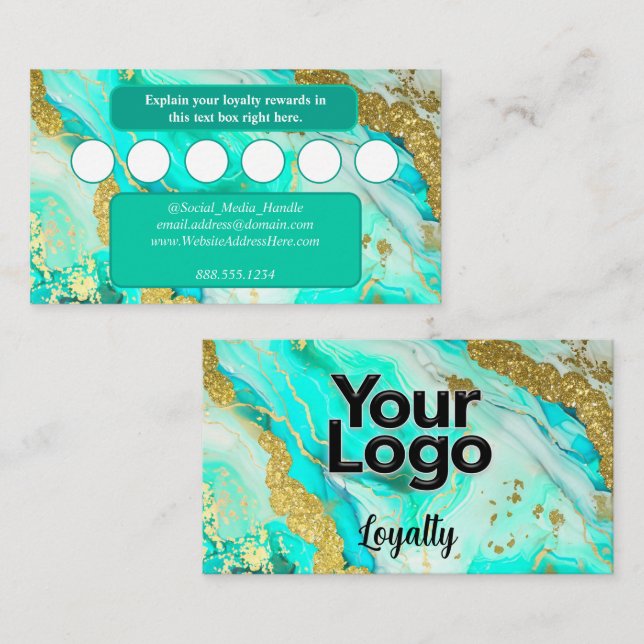 Ethereal Elegance Turquoise Geode Logo  Enclosure Card (Front/Back)