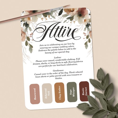 Ethereal Elegance Wedding Dress Code Color Palette Enclosure Card
