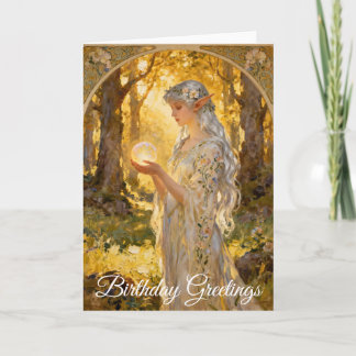 Ethereal Elf Maiden Art Nouveau Style Card