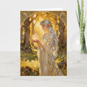 Ethereal Elf Maiden Art Nouveau Style Card