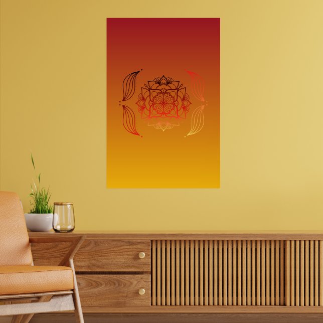 Ethereal Embers – Red and Orange Floral Design Poster (Living Room 2)