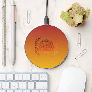 Ethereal Embers – Red & Orange Floral Art Wireless Charger