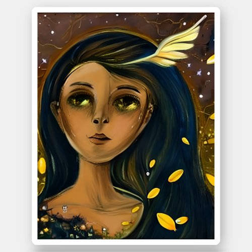 Ethereal Enchanted Angelic Girl Abstract Ai Art Sticker