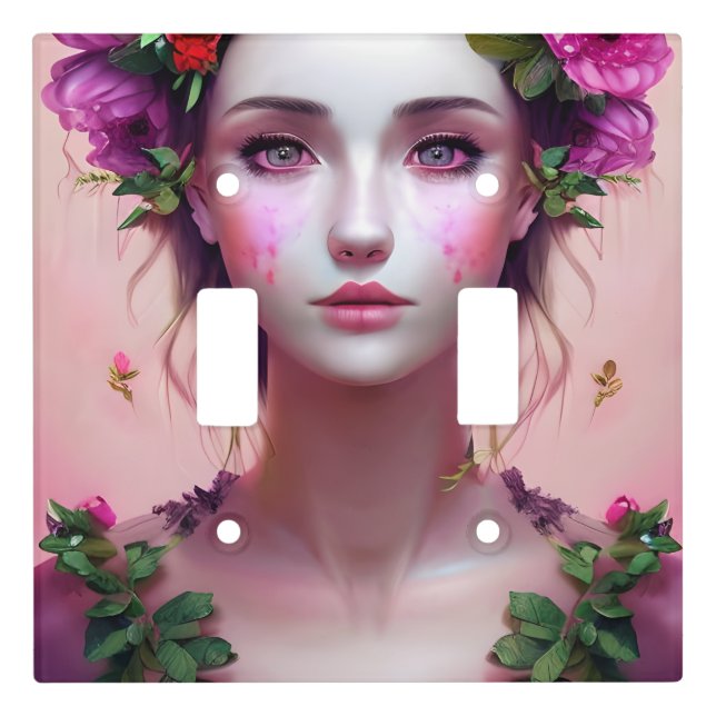 Ethereal Enchanted Fairytale Beautiful Woman Light Switch Cover (Front)