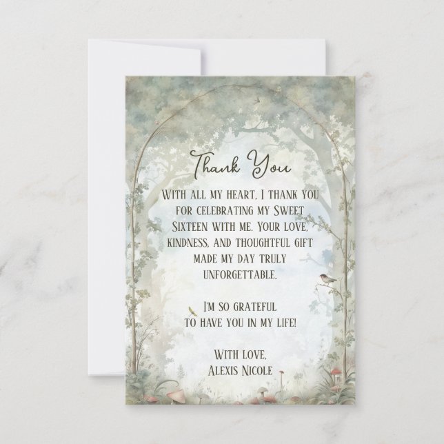 Ethereal Enchanted Forest Thank You Card (Front)