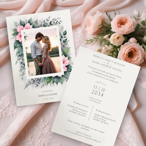 Ethereal  Enchanting Botanical Soft Floral Photo  Invitation