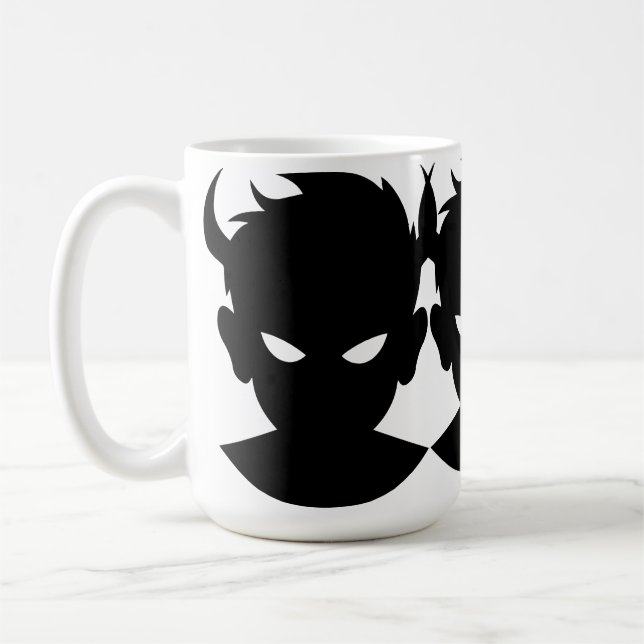 Ethereal Enigma: Demon Boy Illustration Coffee Mug (Left)