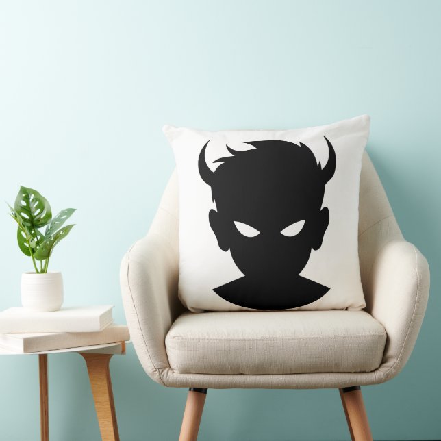 Ethereal Enigma: Demon Boy Illustration Throw Pillow (Chair)