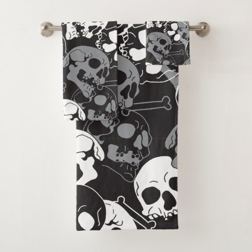 Ethereal Enigma Intricate Patterned Skull Design Bath Towel Set