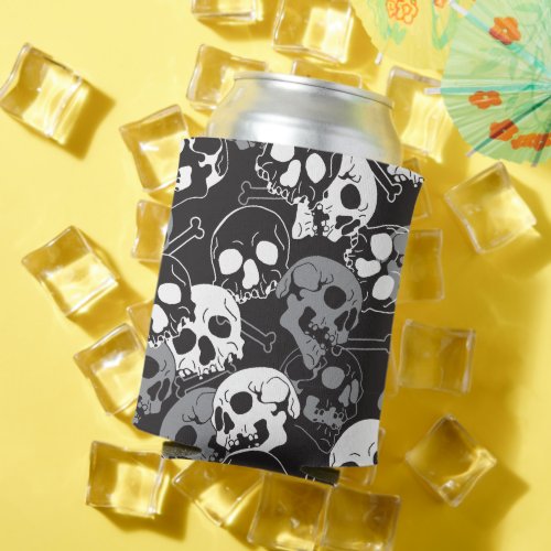 Ethereal Enigma Intricate Patterned Skull Design Can Cooler